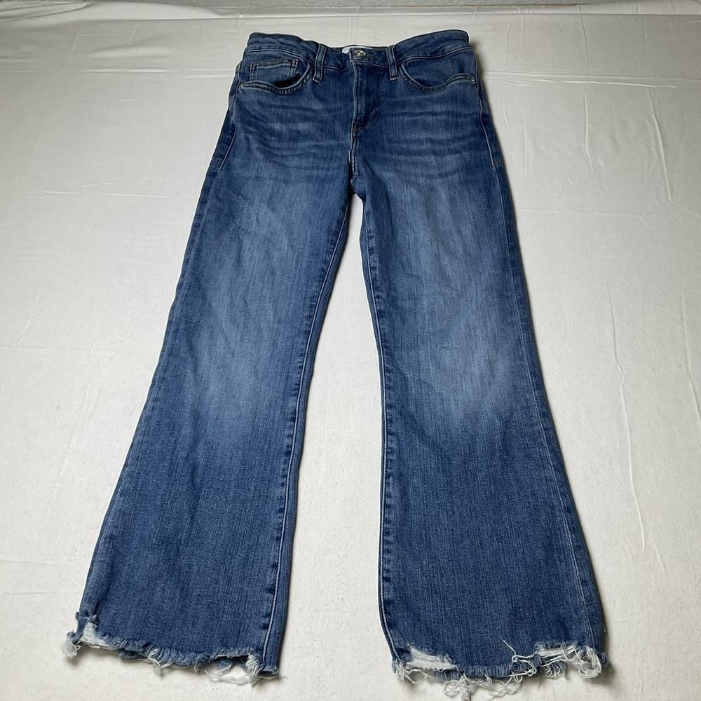 FRAME Le Crop Mini Boot Size 28 Mid Rise Denim Jeans Frayed Hem Trendy 624